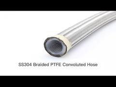 304 স্টেইনলেস স্টীল ওভার ব্রেইড সহ DN19 PTFE কনভোলুটেড হোস