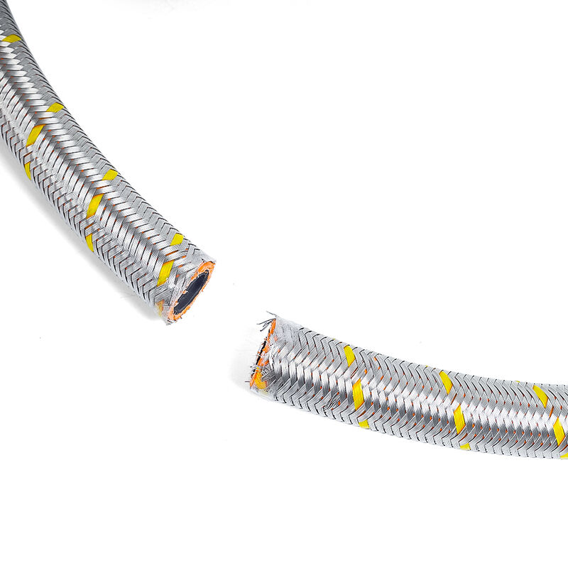 High Performance  Braided Cotton/Stainless Steel as cover NBR Fuel Hose – Flexible & Oil Resistant, Free Cutting Service for Industrial Hydraulic Systems